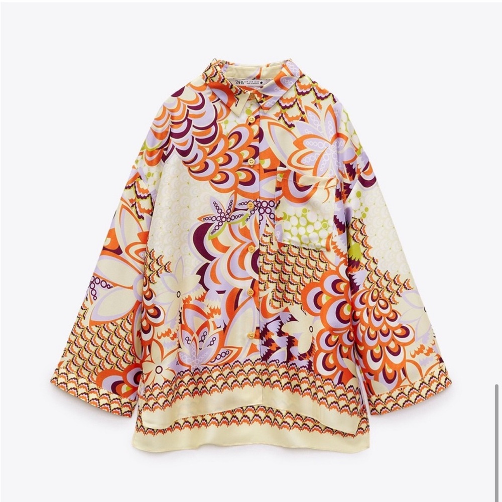 NWT Zara Printed Top( L )  ➕Shorts ( XL ) Retro look Set - Picture 9 of 16